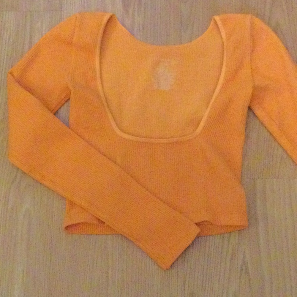 NWOT Free People Ribbed Long Sleeve Crop Tee